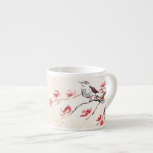 Zingende vogelachtergrond espresso kop