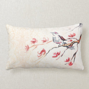 Zingende vogelachtergrond kussen