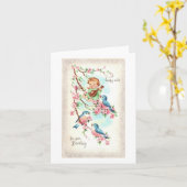  zingende vogeldag kaart (Gele Bloem)