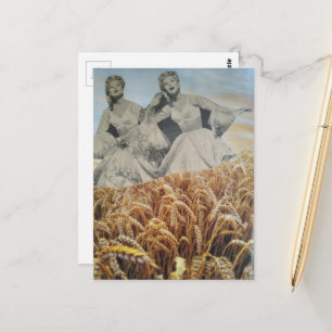 Zingende vrouwen in een tarweveld collage briefkaart