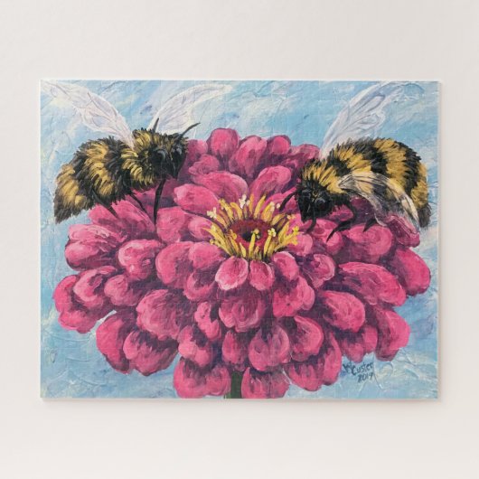 Zinnia and Bees Puzzle Legpuzzel (Horizontaal)
