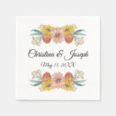 Zinnia Art Drawing - Aangepaste tekst krans Servet (Voorkant)