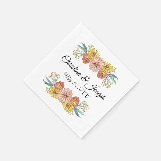 Zinnia Art Drawing - Aangepaste tekst krans Servet (Hoek)