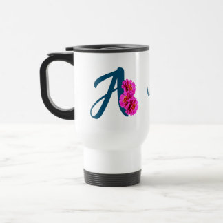 Zinnia Bloemen Monogram Initiaal A Gepersonaliseer Reisbeker