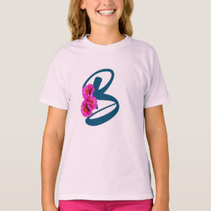 Zinnia Bloemen Monogram Initiaal B T-shirt