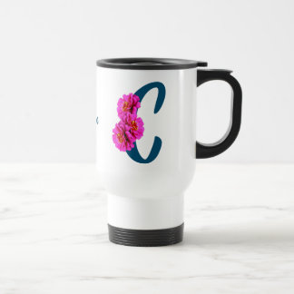 Zinnia Bloemen Monogram Initiaal C Gepersonaliseer Reisbeker
