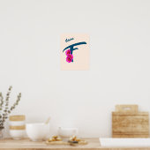 Zinnia Bloemen Monogram Initiaal F Persoonlijk Poster (Keuken)