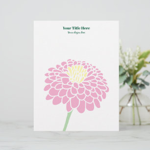 Zinnia bloementekening op maat letterhead ontwerp briefhoofd