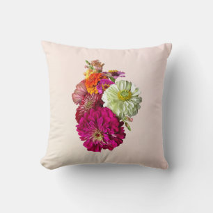 Zinnia Bouquet gemengde kleuren Kussen