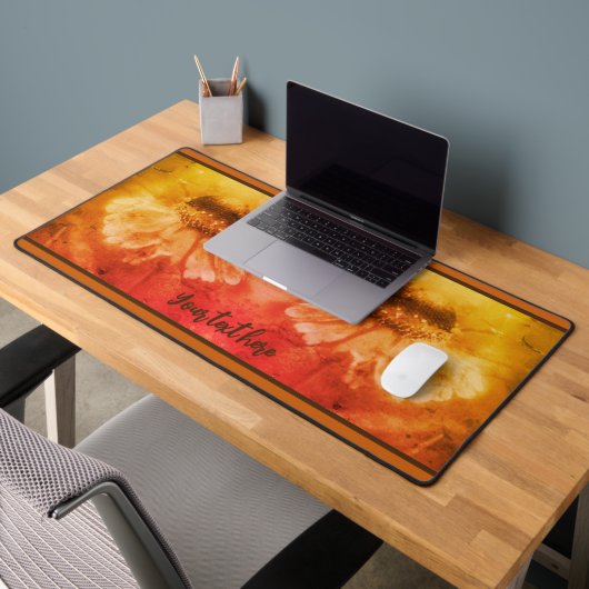 Zinnia Daisy-bloem in Sepia gepersonaliseerd Bureaumat (Kantoor 2)