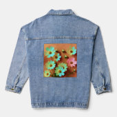 Zinnia Elegans Bloemen Denim Jacket (Achterkant)
