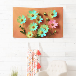 Zinnia Elegans Bloemen Spandoek