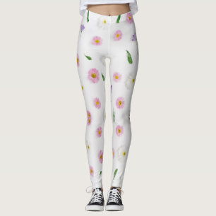 Zinnia en tropische bloem op witte achtergrond leggings