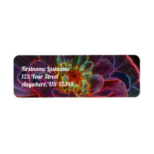 Zinnia Fantasy Abstract Flower Art-adres Etiket