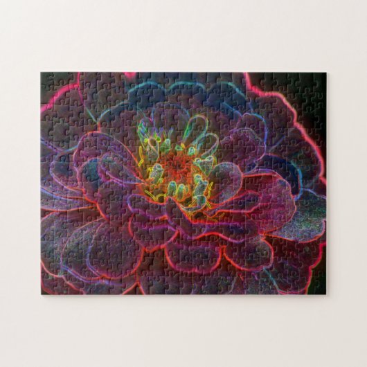 Zinnia Fantasy Abstract Flower Art Legpuzzel (Horizontaal)