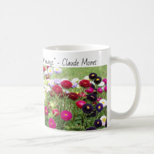 Zinnia Field Flower Mok met Monet Quote.