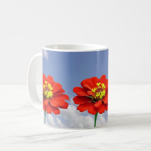 Zinnia fleurs rouges Mug (Devant gauche)