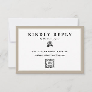 Zinnia Flower Electronic QR Code Wedding Website RSVP Kaartje