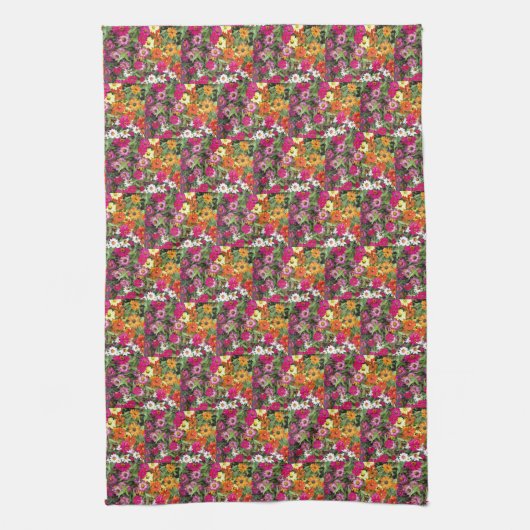 Zinnia Flower Garden Floral Kitchen Towel Theedoek (Verticaal)