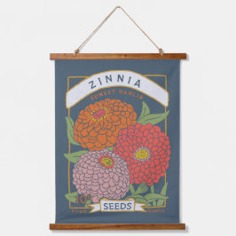 Zinnia Flower Seed Packet (Soft Navy) Hangend Wandkleed