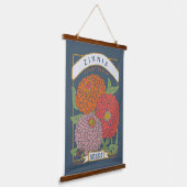 Zinnia Flower Seed Packet (Soft Navy) Hangend Wandkleed (Gebogen)