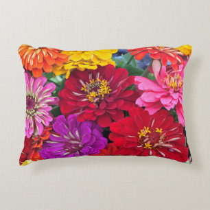 Zinnia Flowers Accent Pillow Accent Kussen