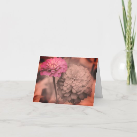 Zinnia Flowers Black and White  Note Kaart (Voorkant)
