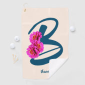 Zinnia Flowers Monogram Initiaal B Jouw naam Golfhanddoek (Insitu)