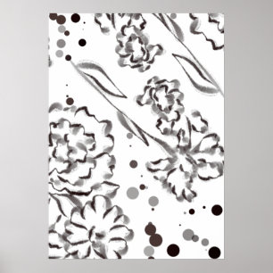  Zinnia Flowers Tekening Poster