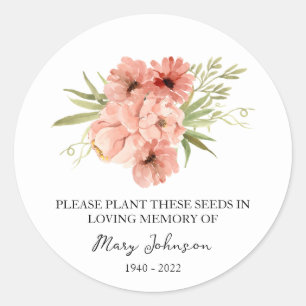 Zinnia Memorial Funeral Seed Packet Ronde Sticker