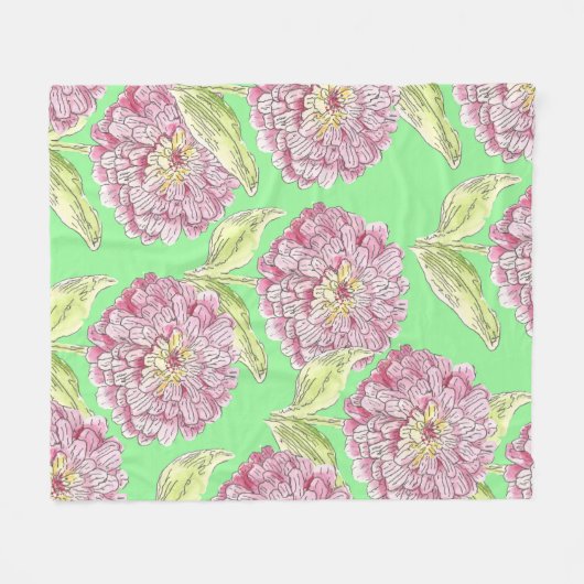 Zinnia Pattern Fleece Deken (Voorkant (Horizontaal))