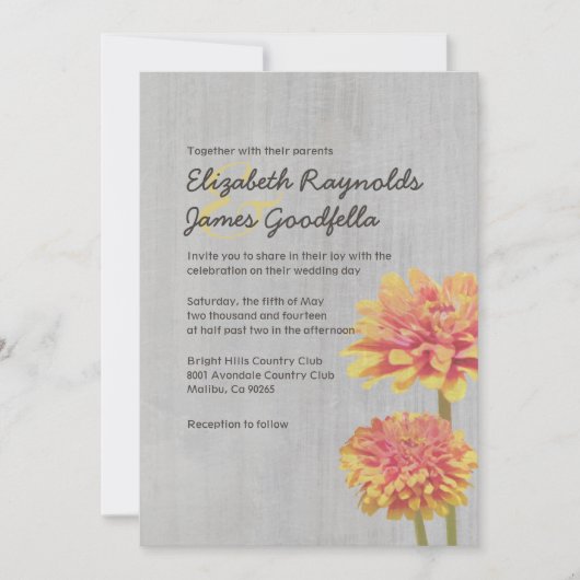  Zinnia Wedding Invitations Kaart (Voorkant)