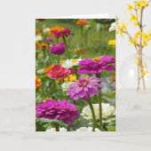 Zinnias 3. Wenskaart Kaart (Gele Bloem)