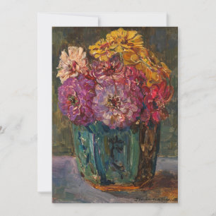 Zinnia's in een groene pot   Floris Verster