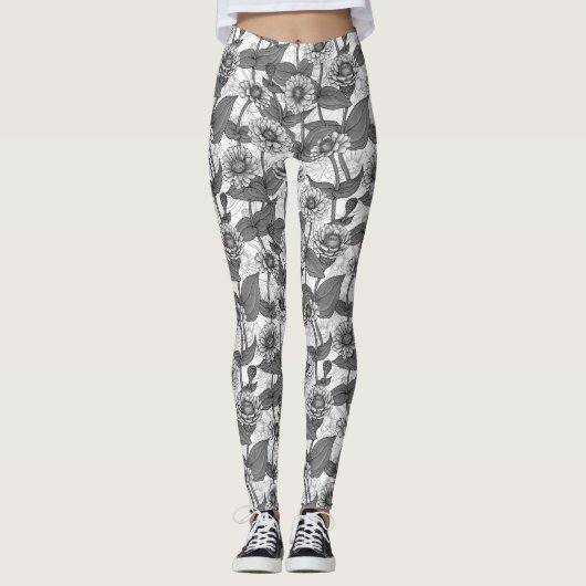 Zinnia's, monochome op wit leggings (Voorkant)