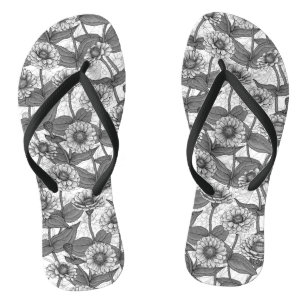 Zinnia's, monochome op wit teenslippers