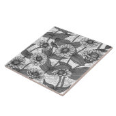 Zinnia's, monochome op wit tegeltje (Zijkant)
