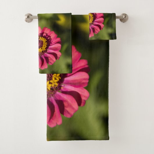 Zinnias orange et rose en fleurs (En situation)