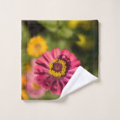 Zinnias orange et rose en fleurs (Gant de toilette)