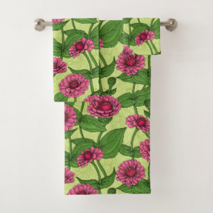 Zinnias rose sur vert clair