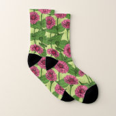 Zinnias rose sur vert clair (Paire)