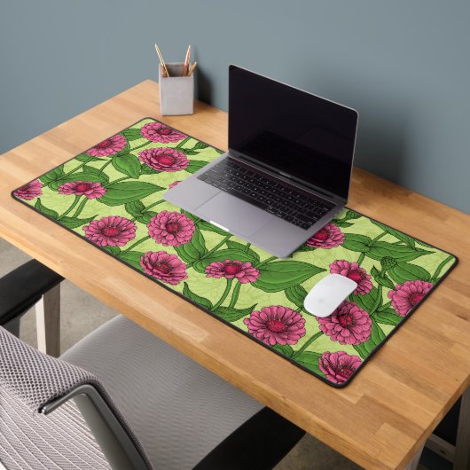 Zinnias rose sur vert clair (Bureau 2)