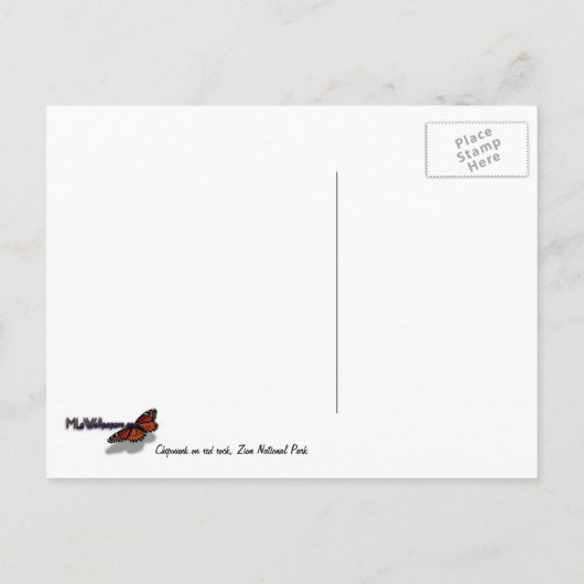 Zion Chipmunk op Red Rocks Briefkaart (Achterkant)