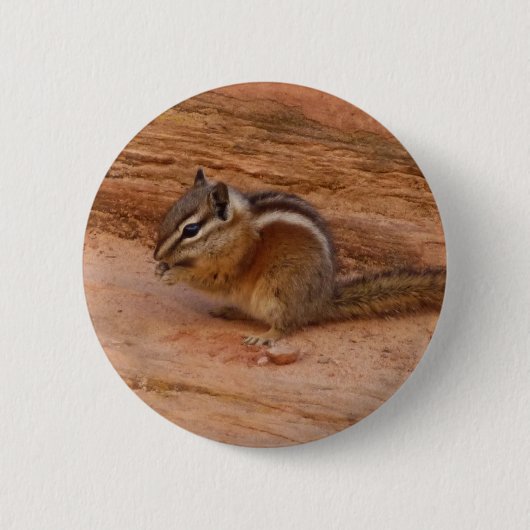 Zion Chipmunk op Red Rocks Ronde Button 5,7 Cm (Voorkant)