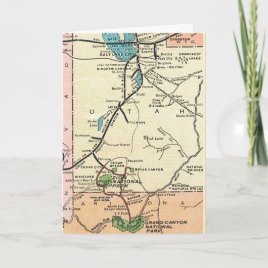 Zion - Grand Canyon Carte Vintage (Devant)