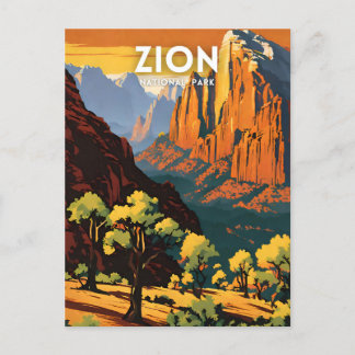 Zion Nationaal Park illustratie retro Decoratief Briefkaart