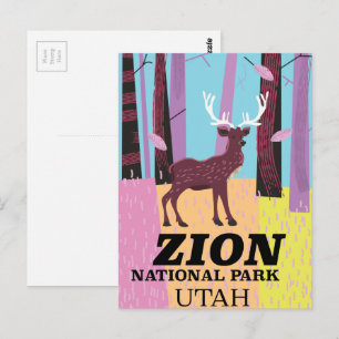 Zion nationaal park Utah reisposter. Briefkaart