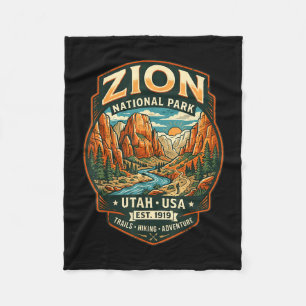 Zion nationaal park utah retro canyon wandelen fleece deken