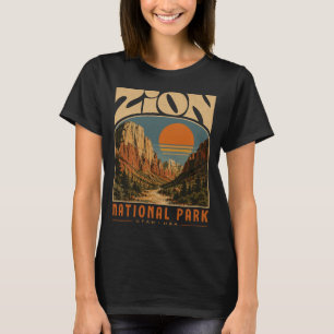 Zion nationaal park vintage retro canyon buiten t-shirt