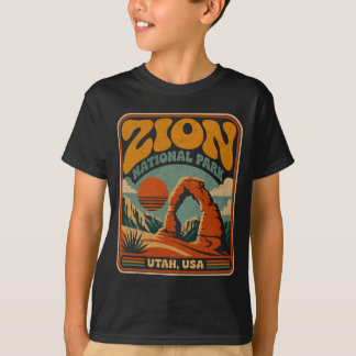 Zion nationaal park vintage retro canyon buiten t-shirt